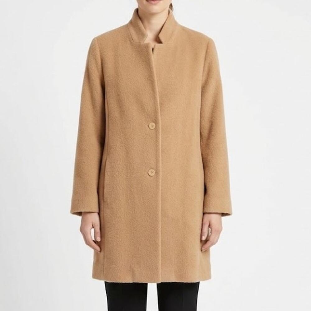 Eileen Fisher Standing Collar Button Front Wool Coat XL